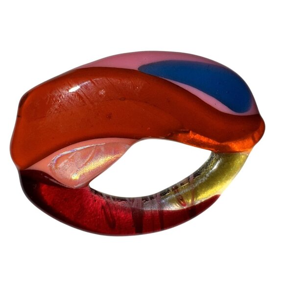 vintage Handmade art studio Glass Brooch With Abstract Design - Picture 2 of 5